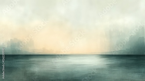 Tranquil Seascape with Misty Horizon in Abstract Art.