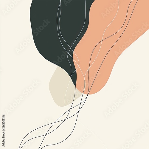 Minimal curve lines and shapes abstract background