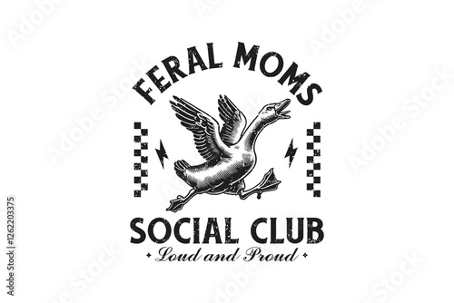 Feral Moms social club, Retro Checkered Mama Mother SVG T Shirt Design