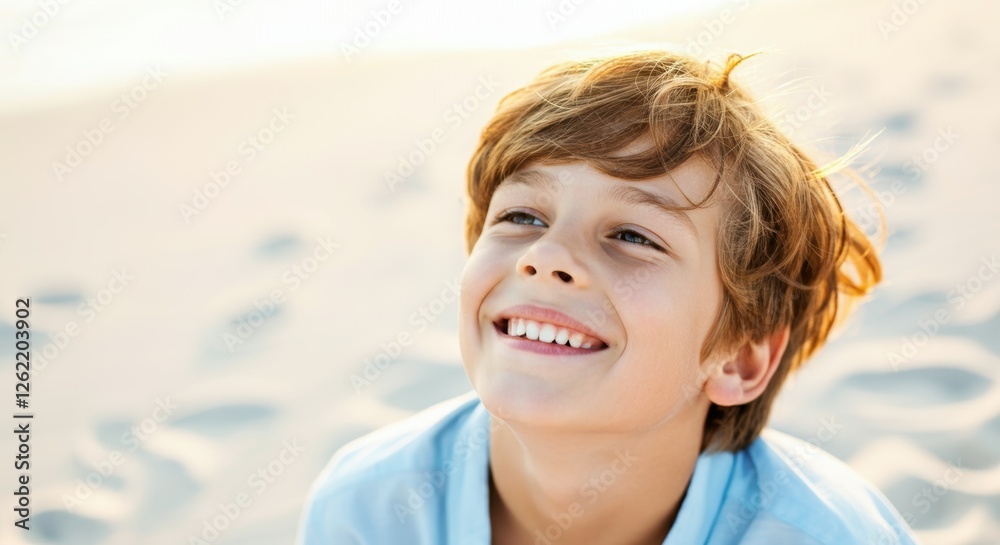 Caucasian young male smiling on beach at sunset Caucasian young male smiling on beach at sunset