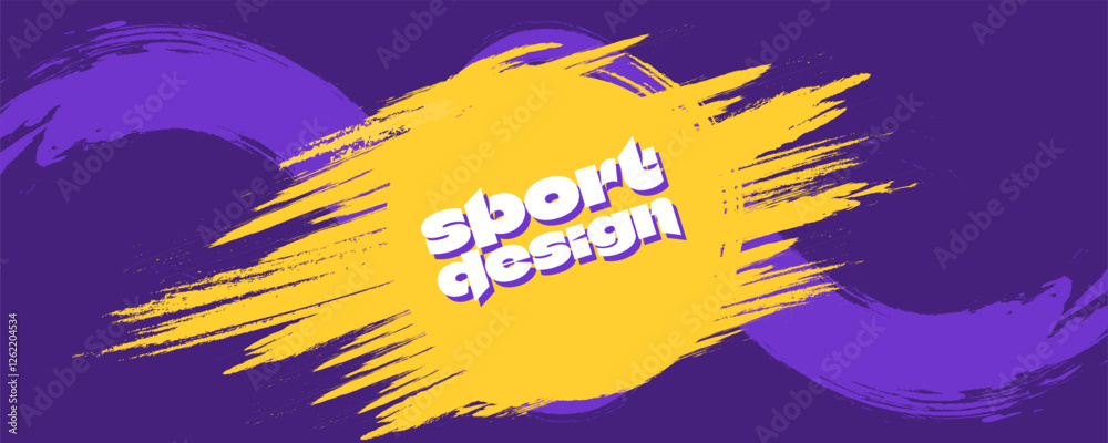Obraz premium Purple sport abstract background with grunge texture, brush stroke and halftone effect