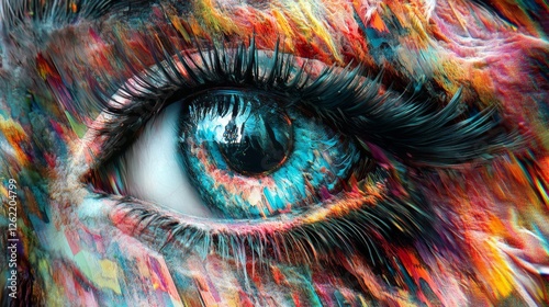 Vivid vision, an eye rendered in a striking abstract expressionistic manner