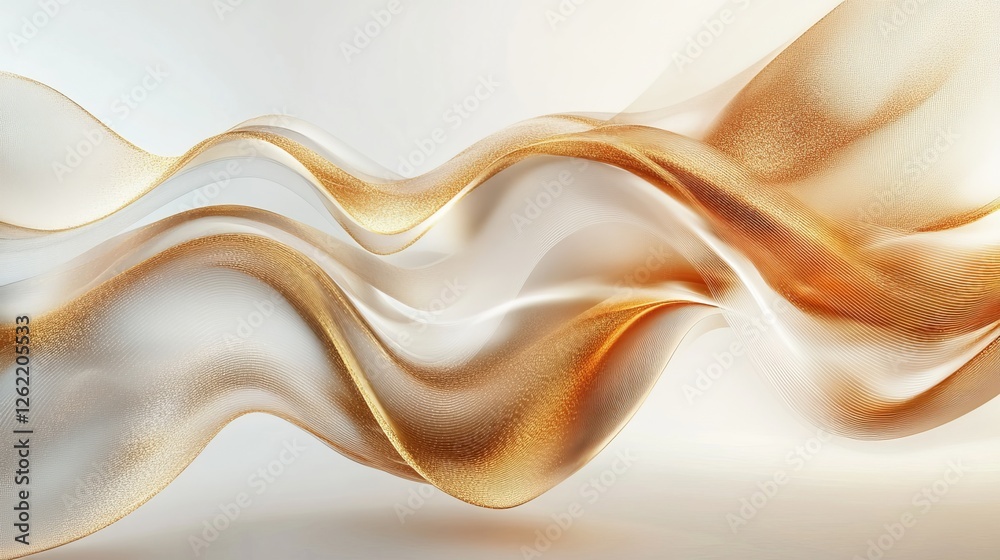 Obraz premium Elegant White and Gold Wave Background Creating a Luxurious and Sophisticated Atmosphere Perfect for Modern Design Projects Invoking Calmness and Style in Various Visual Applications