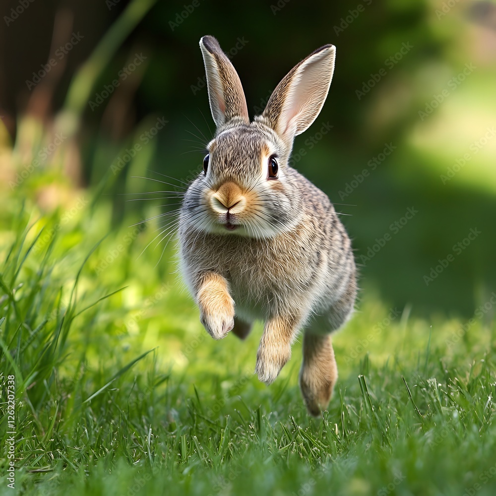 Fototapeta premium Rabbits benefit from running and jumping as part of their exercise routine.