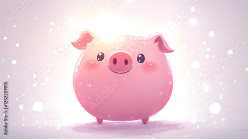 Adorable Pink Pig Illustration photo