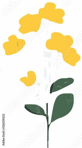 Minimalist canola flower illustration, flat vector