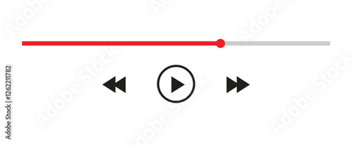 audio or video player progress loading bars with time slider, play and pause, rewind and fast forward buttons. Templates of media player playback panel interface