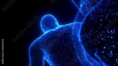 Blue Particle Flow Visualization