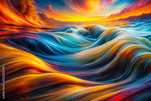 Abstract Flowing Pattern: Dynamic Swirls of Color and Light