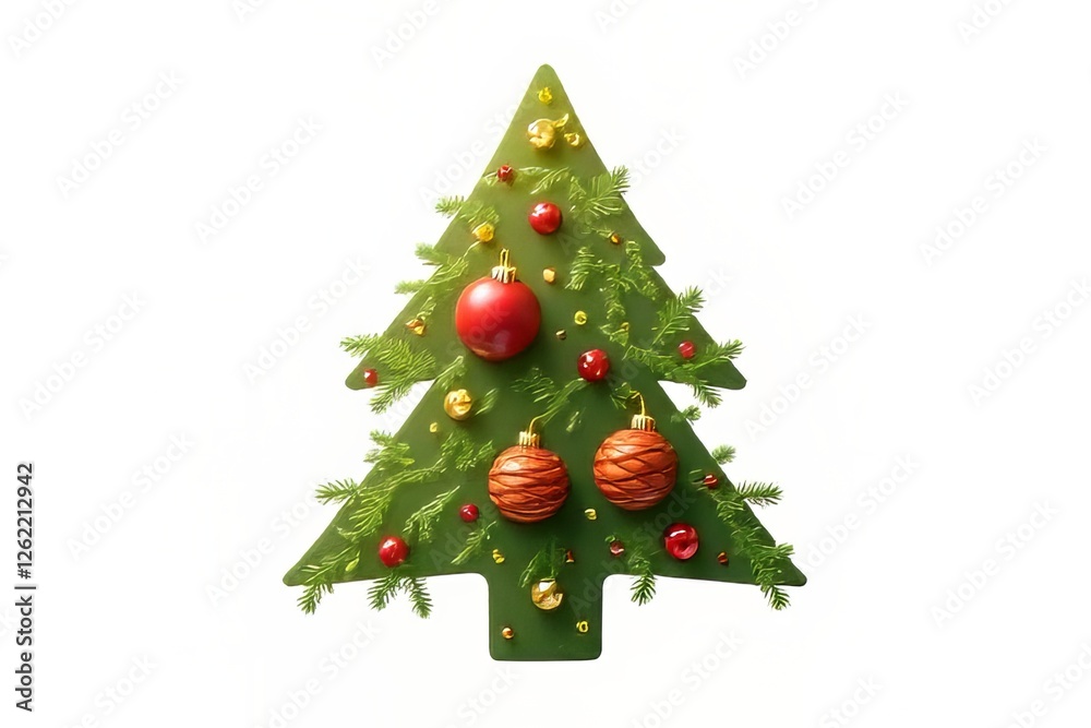 Naklejka premium Festive Christmas Tree Decorated with Ornaments - Creative Design