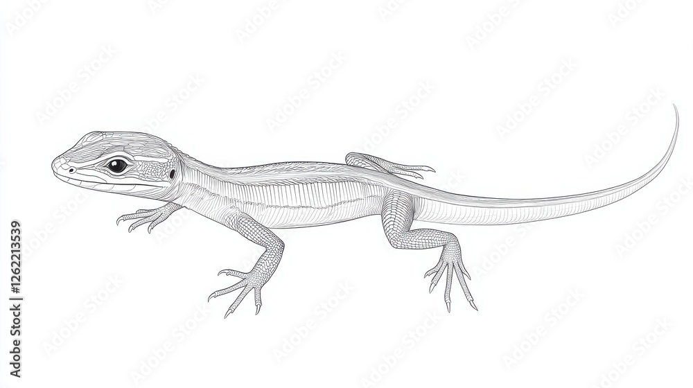 Naklejka premium Detailed Illustration of a Realistic Lizard on a White Background