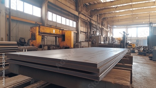Steel Plates in a Factory: Industrial Metalwork