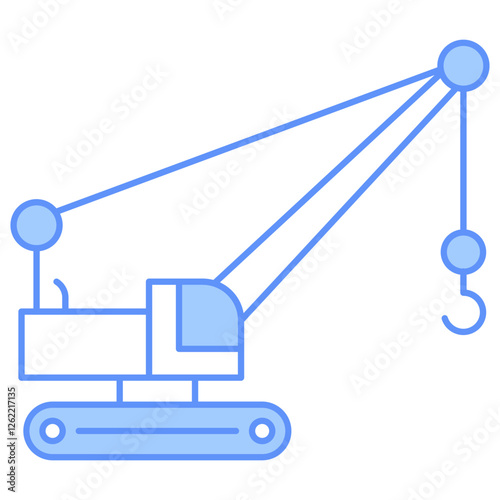 Excavator Outline Blue Color Icon