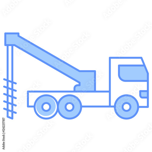 Drill Truck Outline Blue Color Icon