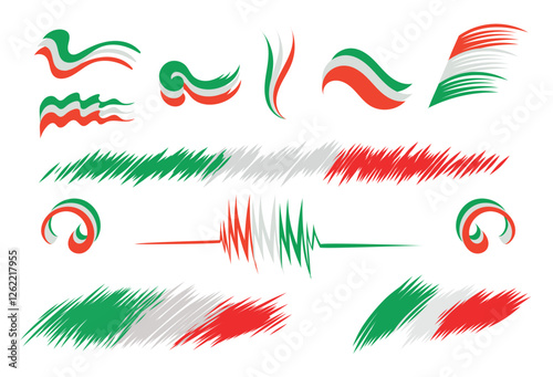 Vector logo set of Italian flag icon. Flat style