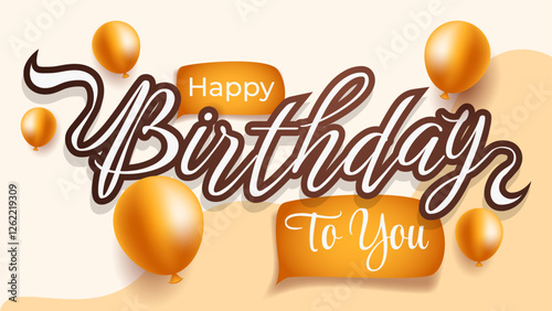 birthday greeting card typography design with 3d balloons.