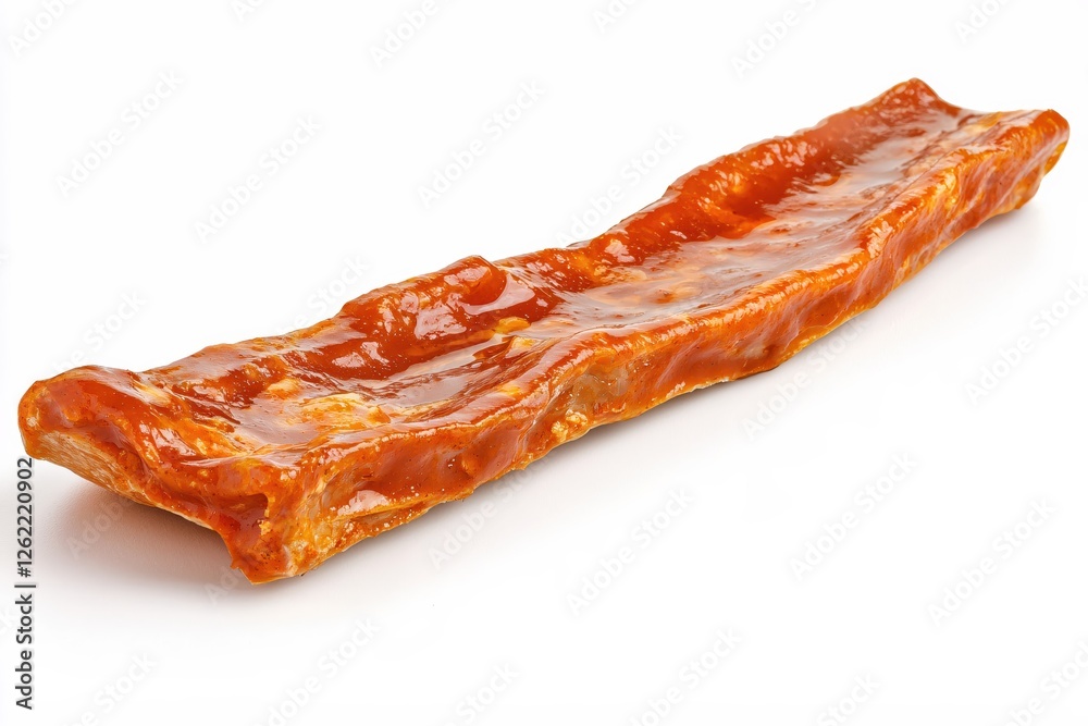 Delicious and Juicy Barbecue Ribs Glazed with Tangy Sauce on White Background for Stock Photo Delicious and Juicy Barbecue Ribs Glazed with Tangy Sauce on White Background for Stock Photo