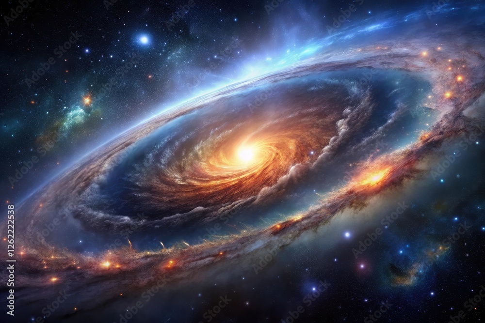 Fototapeta premium Cosmic Swirl A Celestial Tapestry of Brilliant Nebulae and Star Clusters