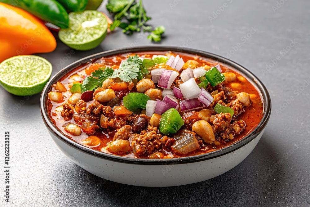 Hearty Bowl of Chili with Beans and Fresh Toppings a Culinary Delight and Comfort Food