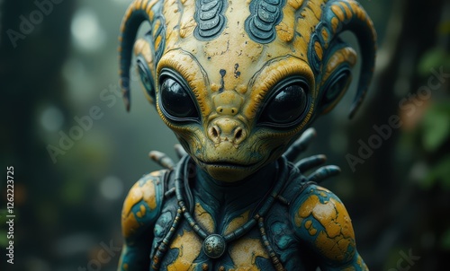 Unique alien character in vibrant detail