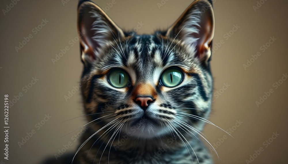 Serene Portrait of a European Shorthair with Focused Expression and Green Eyes