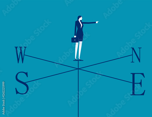 A weather vane showing the way to success. Business vector flat style