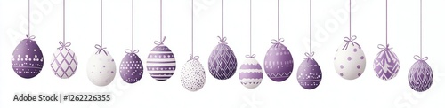 Easter vector illustration in purple and gray colors with metaphorical theme flat design
