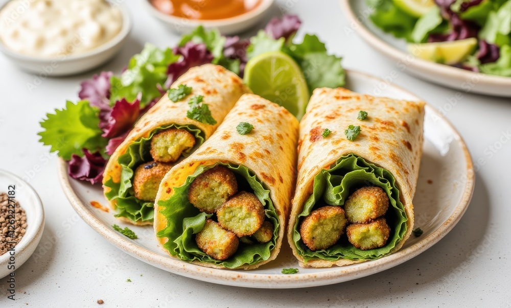 Veggie wraps with okra and fresh greens Veggie wraps with okra and fresh greens