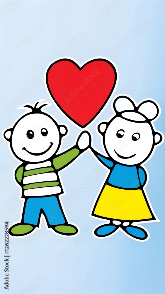 a digital illustration of a young boy and girl a digital illustration of a young boy and girl