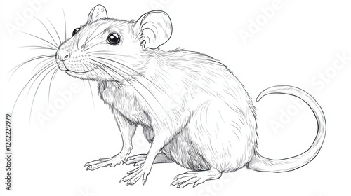 Hand-Drawn Sketch of a Cute and Detailed Mouse Illustration