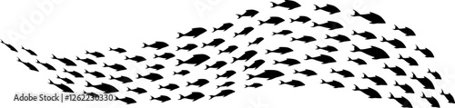 School of Fish Formation Silhouette Illustration Vector