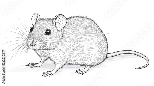 Charming Hand-Drawn Illustration of a Cute Mouse in Detail