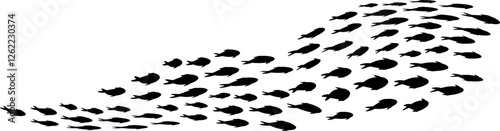 School of Fish Formation Silhouette Illustration Vector