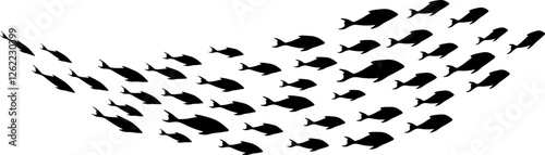 School of Fish Formation Silhouette Illustration Vector