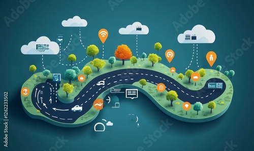 A digital transformation roadmap with key milestones and objectives, highlighting the process of integrating technology into traditional business models, Digital transformation strategy, Generative AI
