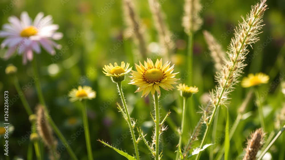 Summer Meadow Wildflowers in Golden Sunlight Summer Meadow Wildflowers in Golden Sunlight