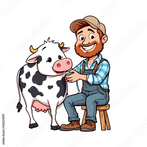 Vsai farmer milking cow, fresh milk from dairy farm