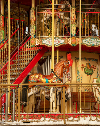 a fun carousel in the city park