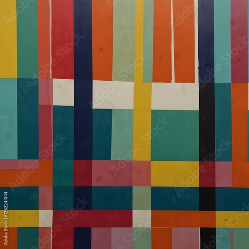 Colorful geometric patterns create a vibrant abstract texture