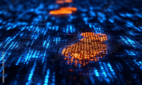 Cybersecurity digital footprints made of binary code, highlighting the importance of cybersecurity and protecting one's digital footprint from unauthorized access and, Generative AI
