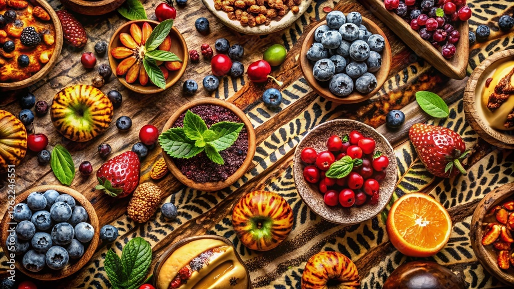 Fototapeta premium Boho Chic Food Photography Background: Small Animal Print Texture