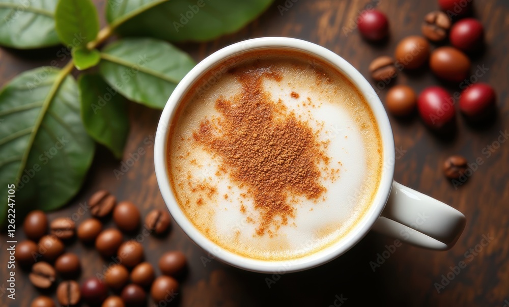 Coffee cup with spices and beans Coffee cup with spices and beans