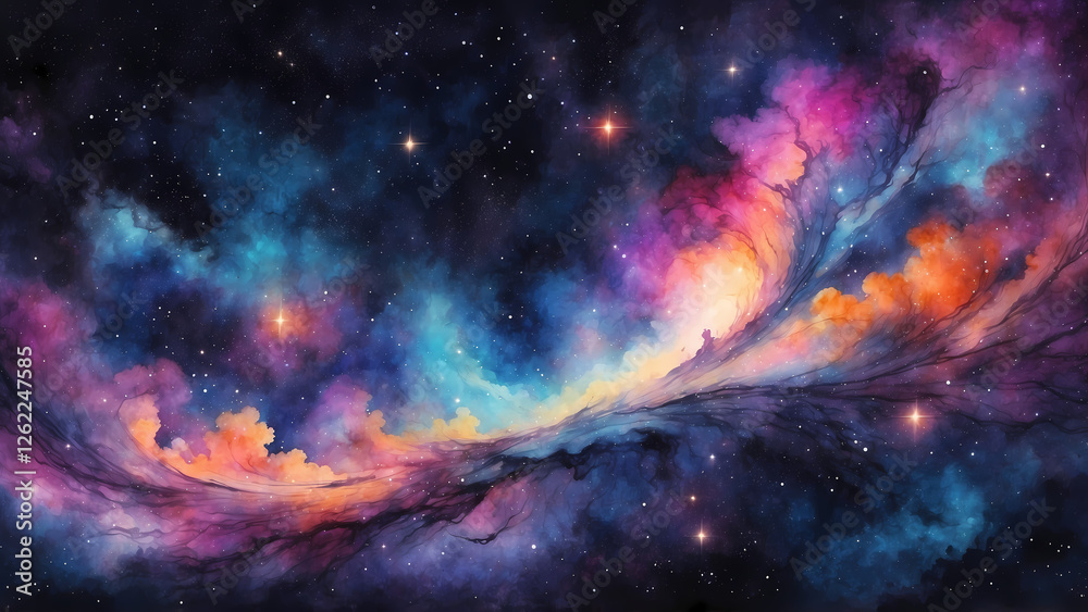 Fototapeta premium Colorful nebula in space with stars and cosmic clouds
