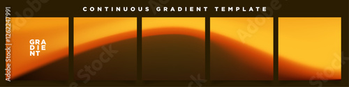 Beautiful flowing orange gradient carousel ad template. Continuous orange gradation cards. Abstract Desert dune floor. Luxurious and cozy autumn backgrounds. Vector Illustration.