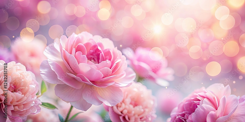 Obraz premium Soft Pink Blush Floral Abstract Background, Low Light Photography, Artistic Wallpaper, Dreamy Floral Design, Bokeh Effect, Romantic Flower Art
