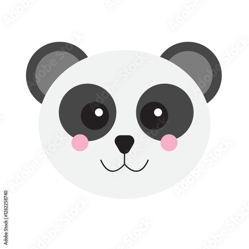 Cute cartoon panda face ideal for childrens products, social media, stationery, and wildlife themed designs. Adorable, playful, lovable design