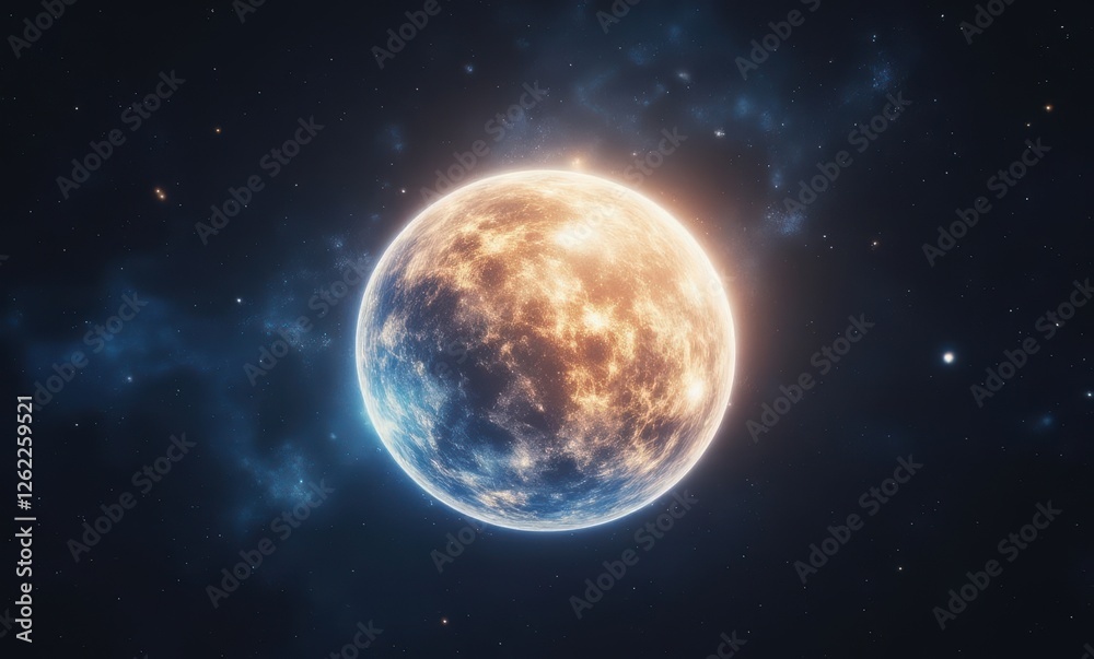 Glowing planet in a cosmic setting. Glowing planet in a cosmic setting.