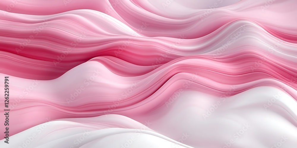 Fototapeta premium Pink white abstract waves, flowing texture, design background