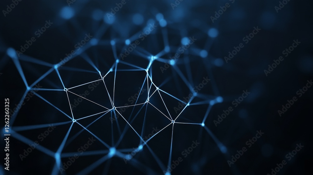 Obraz premium Abstract network connection, digital data flow, dark background, technology concept