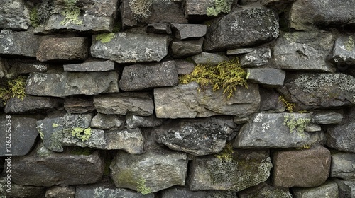 Stone Wall Texture: Stacked Stone & Lichen
